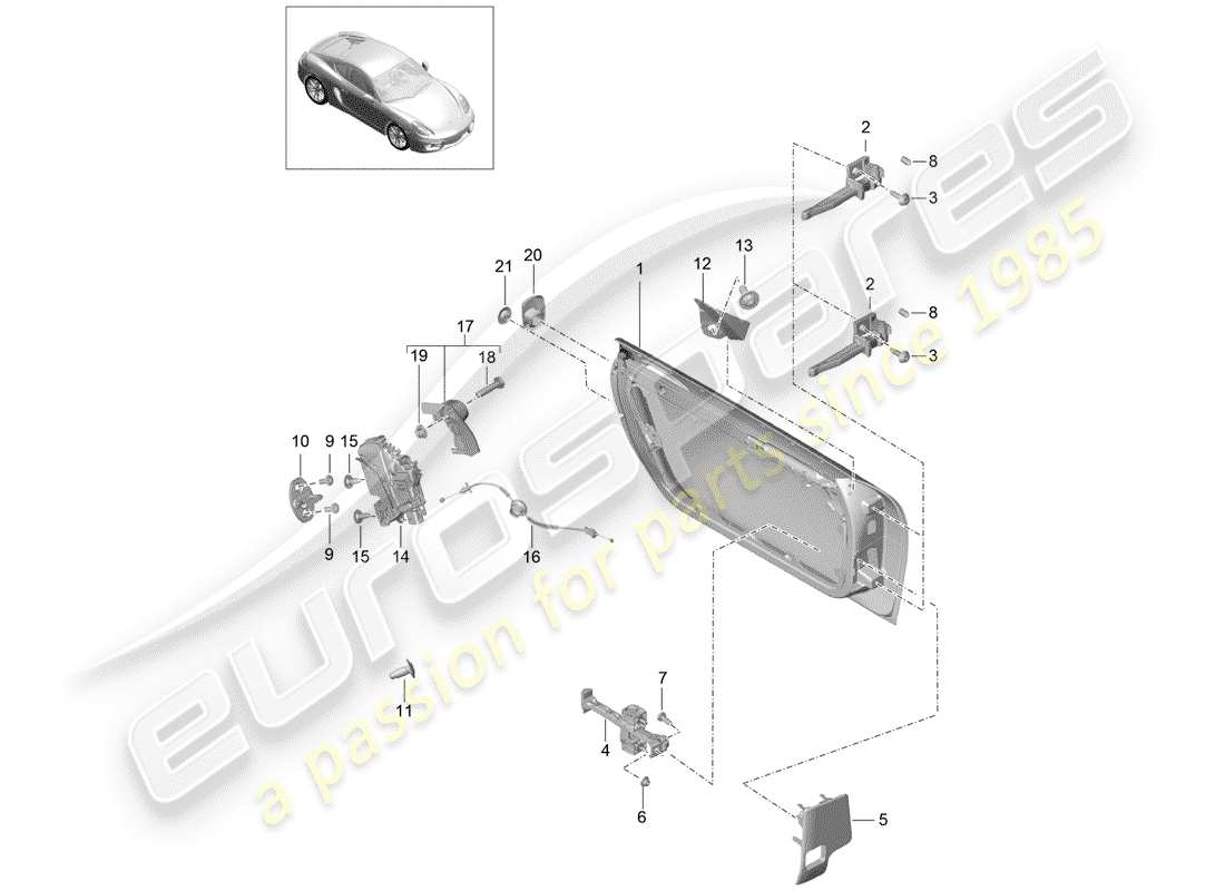 porsche 2015 (981 cayman) coque de porte schéma des pièces