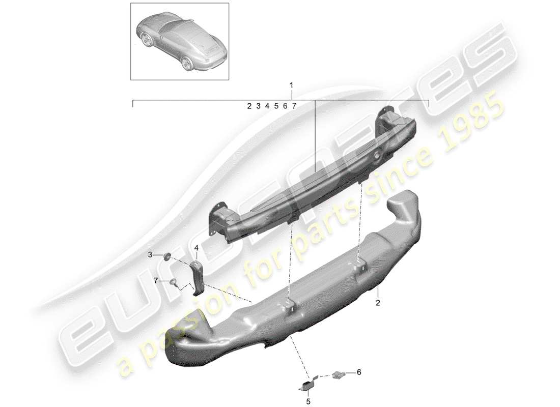 porsche 2015 (991-1) support de pare-chocs schéma des pièces