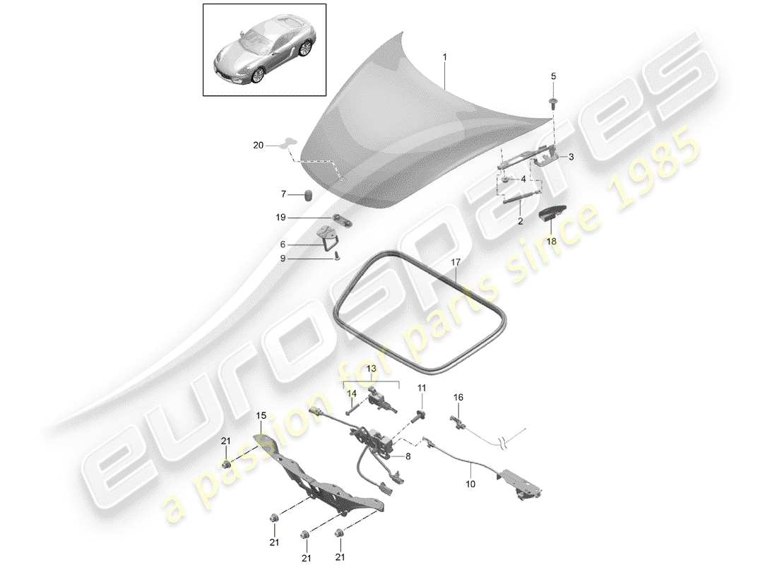 porsche 2015 (981 cayman) couverture diagramme de pièce