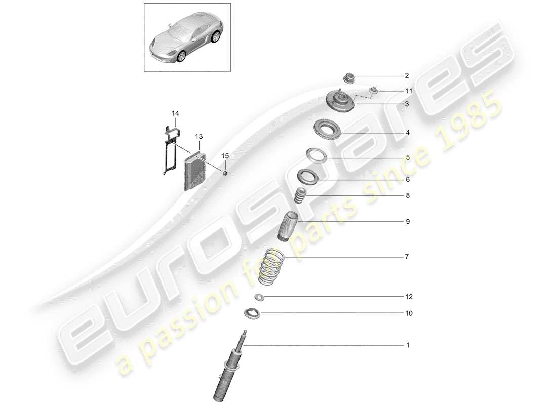 porsche 2019 (718 cayman) suspension schéma des pièces