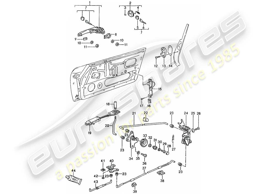 porsche 1991 (964) loquet de porte schéma des pièces