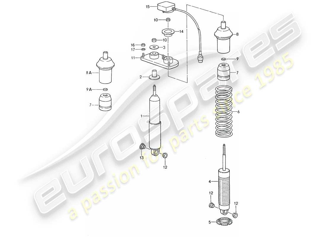 porsche 1987 (959) suspension - amortisseur de vibrations schéma des pièces