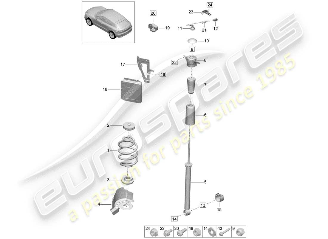 porsche 2019 (macan) suspension à ressort en acier schéma des pièces