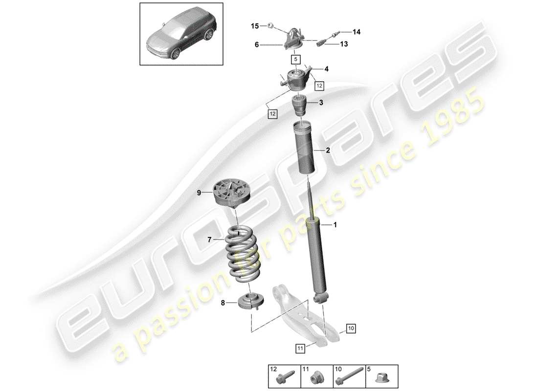 porsche 2019 (cayenne e3 9ya/9yb) amortisseur schéma des pièces