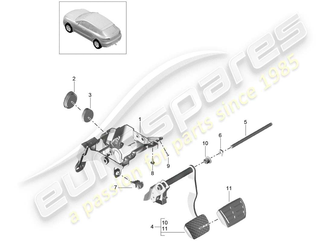 porsche 2015 (macan) opérations de freinage schéma des pièces