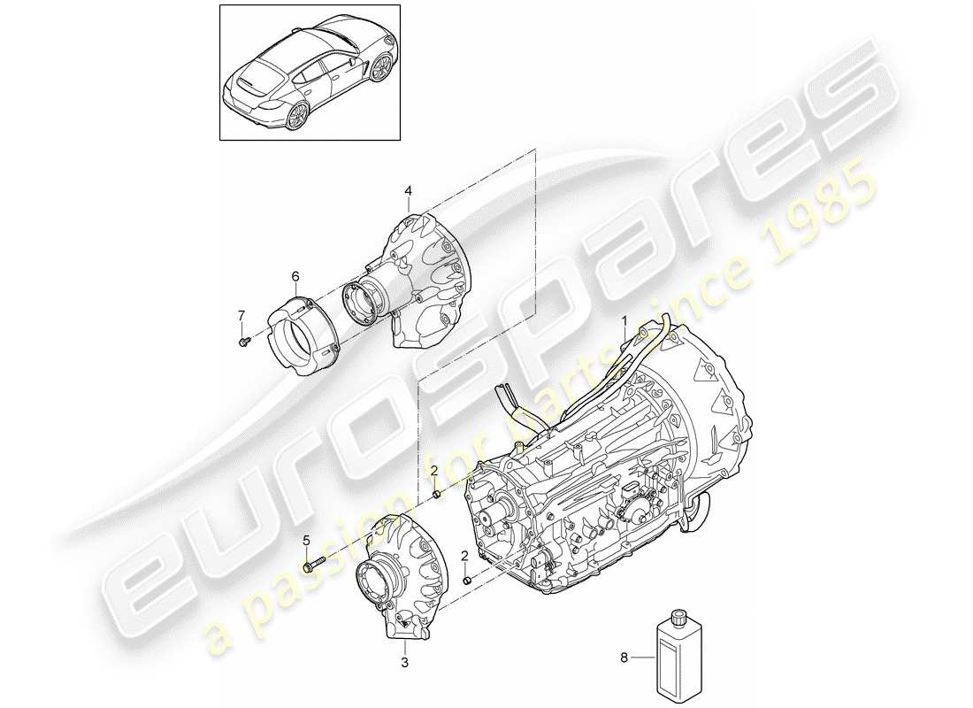 porsche 2014 (panamera 970) 8-speed boîte de vitesses automatique schéma des pièces