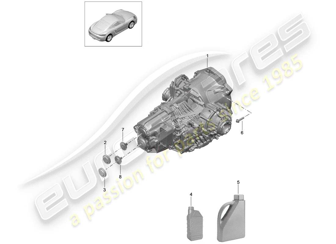 porsche 2018 (718 cayman) -pdk-diagramme des pièces