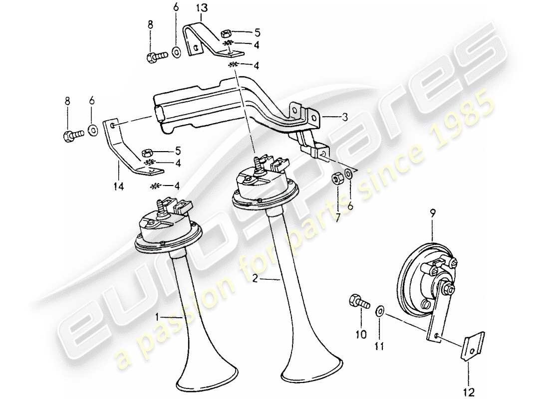 porsche 1991 (964) diagramme des pièces du klaxon