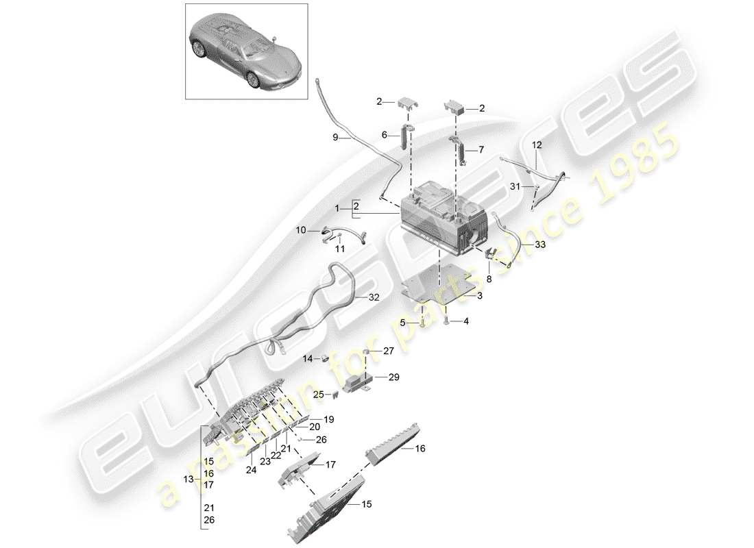 porsche 918 spyder (2015) batterie schéma des pièces