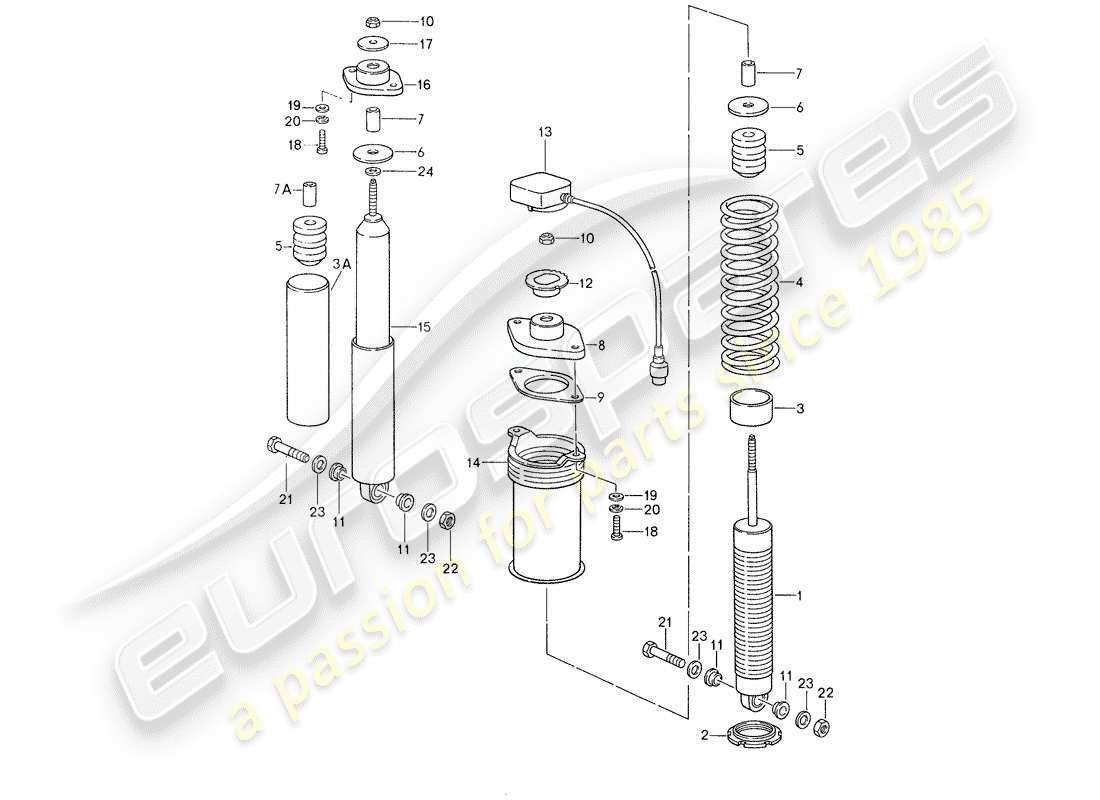 porsche 1988 (959) suspension - amortisseur de vibrations schéma des pièces