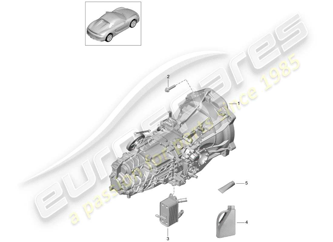 porsche 2016 (981 boxster spyder) boîte de vitesses manuelle schéma des pièces