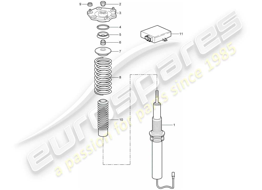 porsche 2008 (997-1 gt3) schéma des pièces de suspension