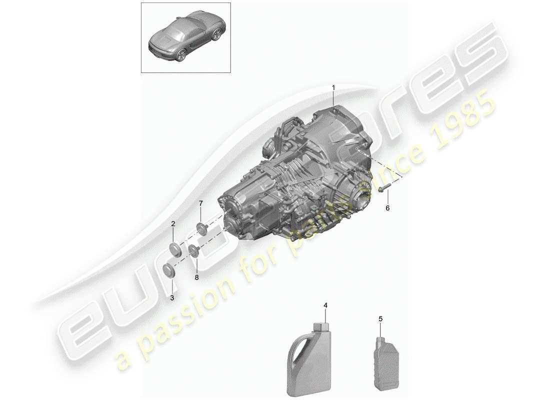 porsche 2015 (981 boxster) -pdk-diagramme des pièces