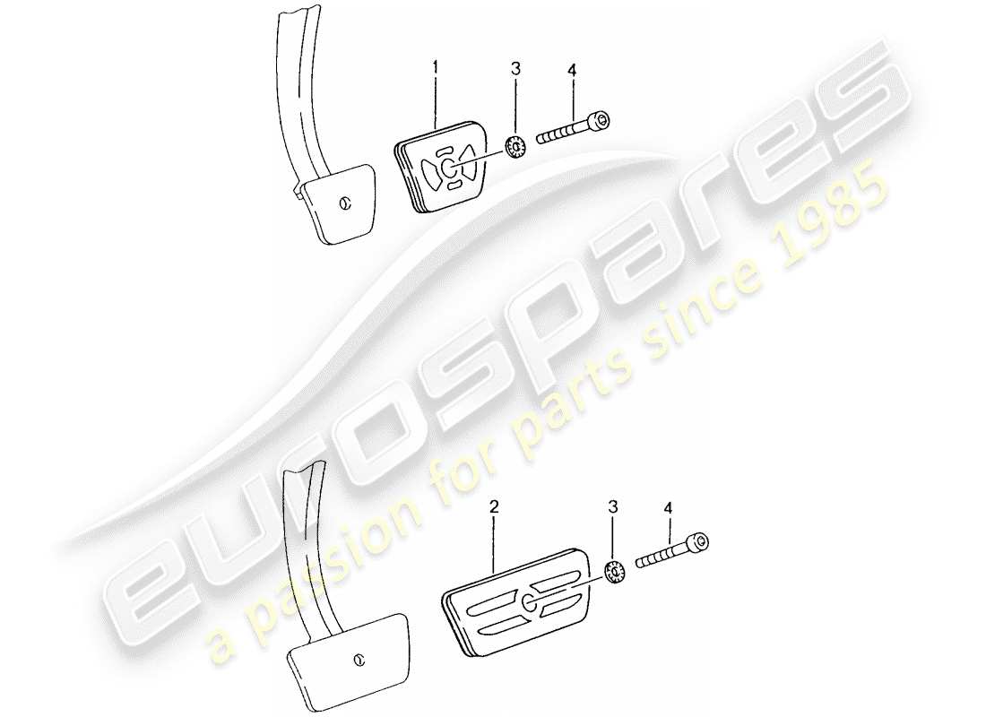 porsche 2001 (tequipment) réglage vertical de la pédale schéma des pièces