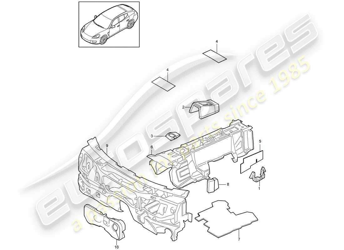 porsche 2016 (panamera 970) absorbeur de bruit schéma des pièces