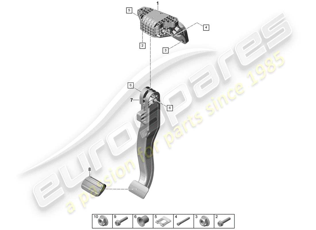 porsche 2019 (panamera 971-1) frein et acc. assemblage de la pédale schéma des pièces