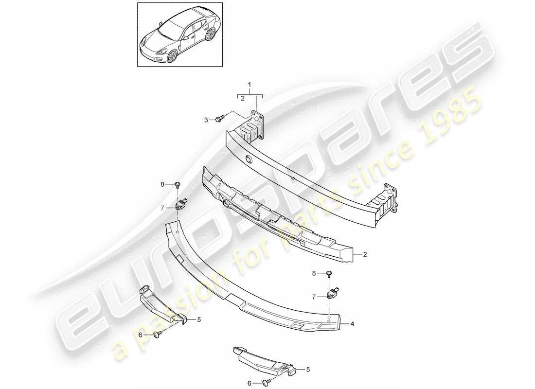 porsche 2015 (panamera 970) support de pare-chocs schéma des pièces