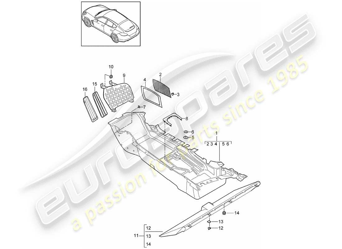 porsche 2015 (panamera 970) couvercle de sol schéma des pièces