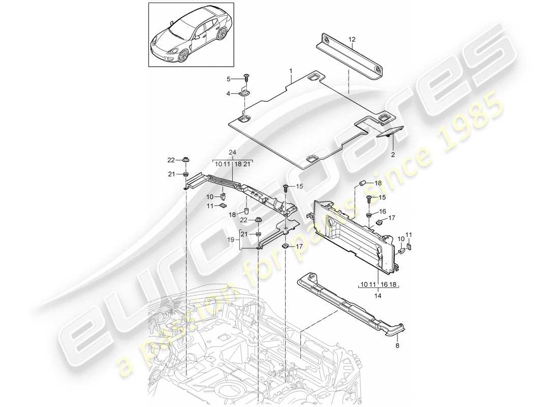 porsche 2011 (panamera 970) garnitures schéma des pièces