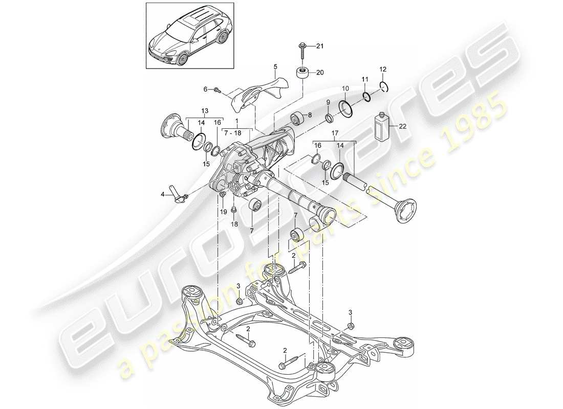porsche 2013 (cayenne e2 92a) différentiel d'essieu avant schéma des pièces