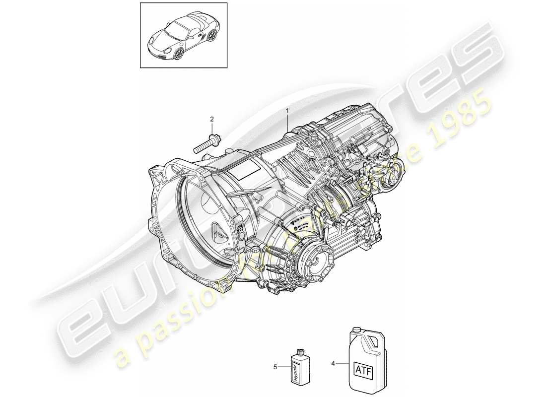 porsche 2011 (987 boxster) -pdk-diagramme des pièces