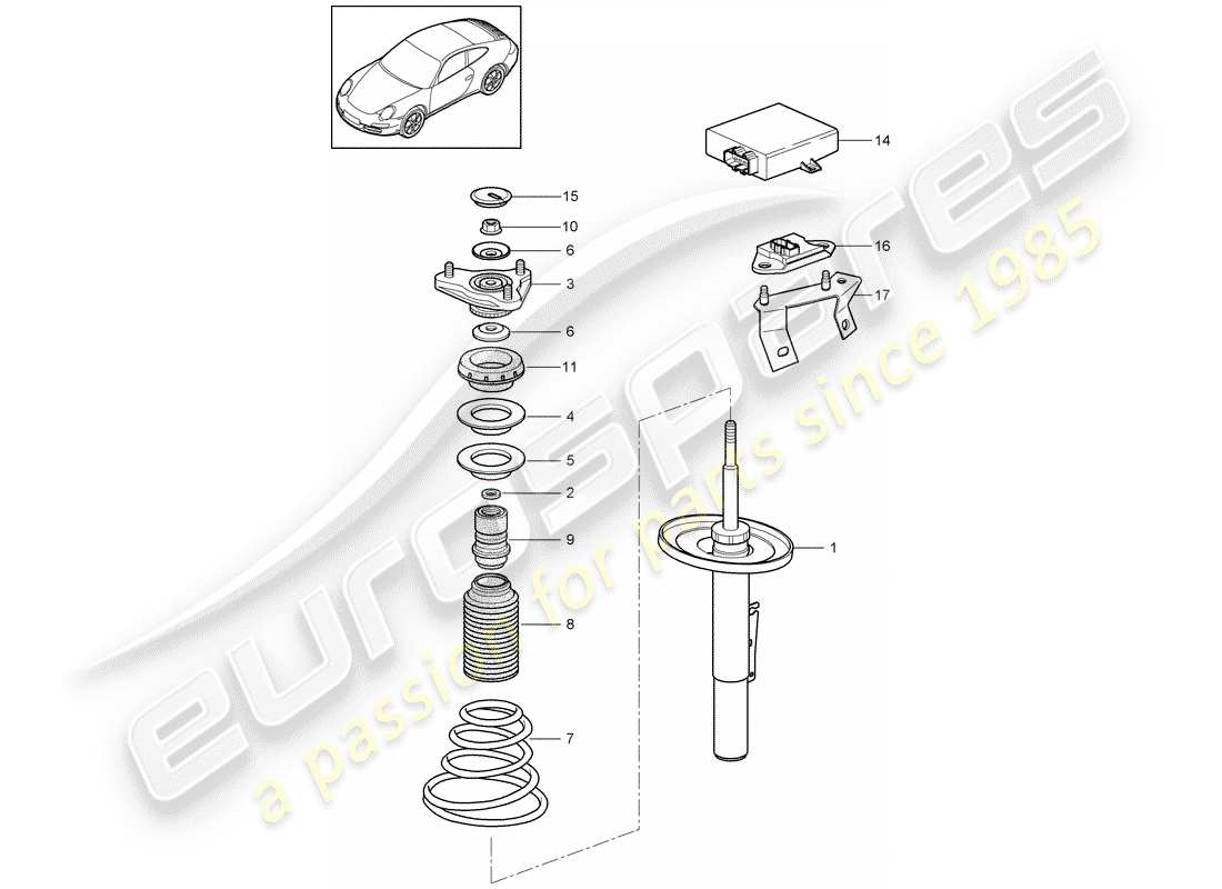 porsche 2012 (997-2) suspension schéma des pièces