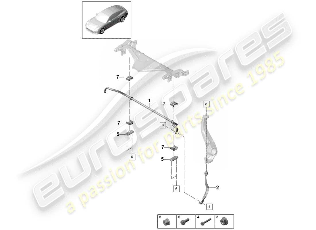 porsche 2017 (panamera 971-1) schéma des pièces du stabilisateur