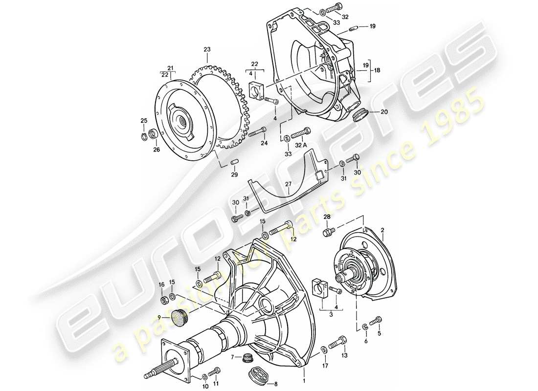 porsche 1986 (944) tube central - transmission automatique schéma des pièces