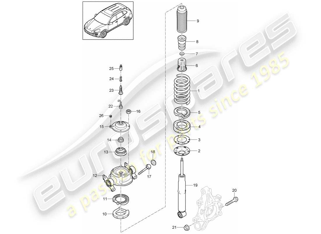 porsche 2018 (cayenne e2 92a) suspension schéma des pièces
