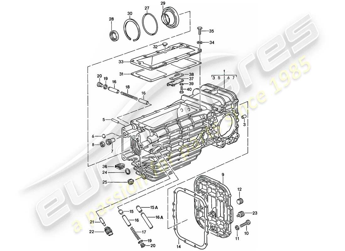 porsche 1983 (928) transmission de remplacement - carter de transmission - boite de vitesses manuelle schéma des pièces