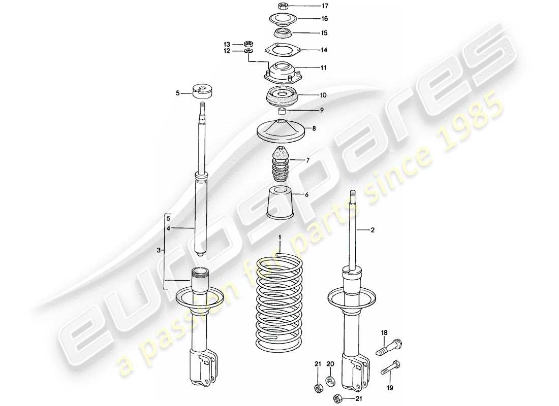 porsche 1984 (924) suspension - amortisseur de vibrations schéma des pièces