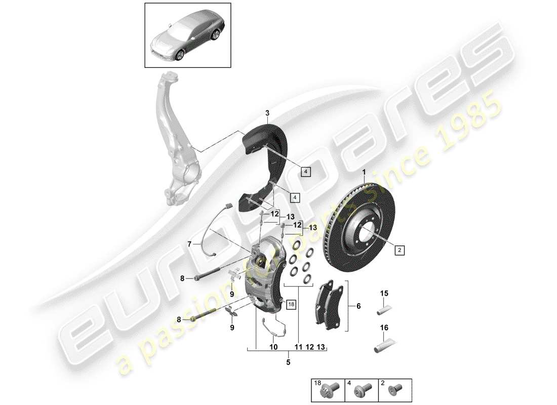 porsche 2017 (panamera 971-1) freins à disque schéma des pièces