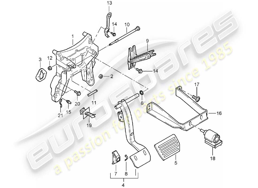 porsche 2006 (cayenne e1 9pa) frein et acc. assemblage de la pédale schéma des pièces