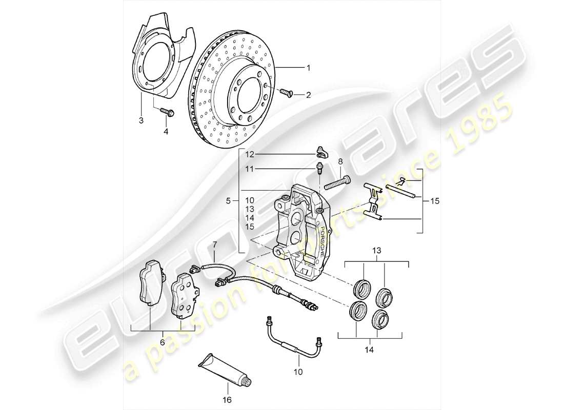porsche 2007 (987 cayman) freins à disque schéma des pièces
