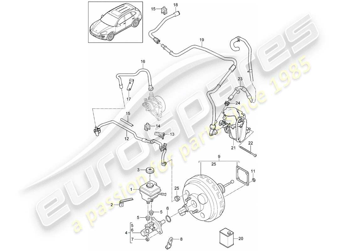 porsche 2013 (cayenne e2 92a) maître cylindre de frein schéma des pièces