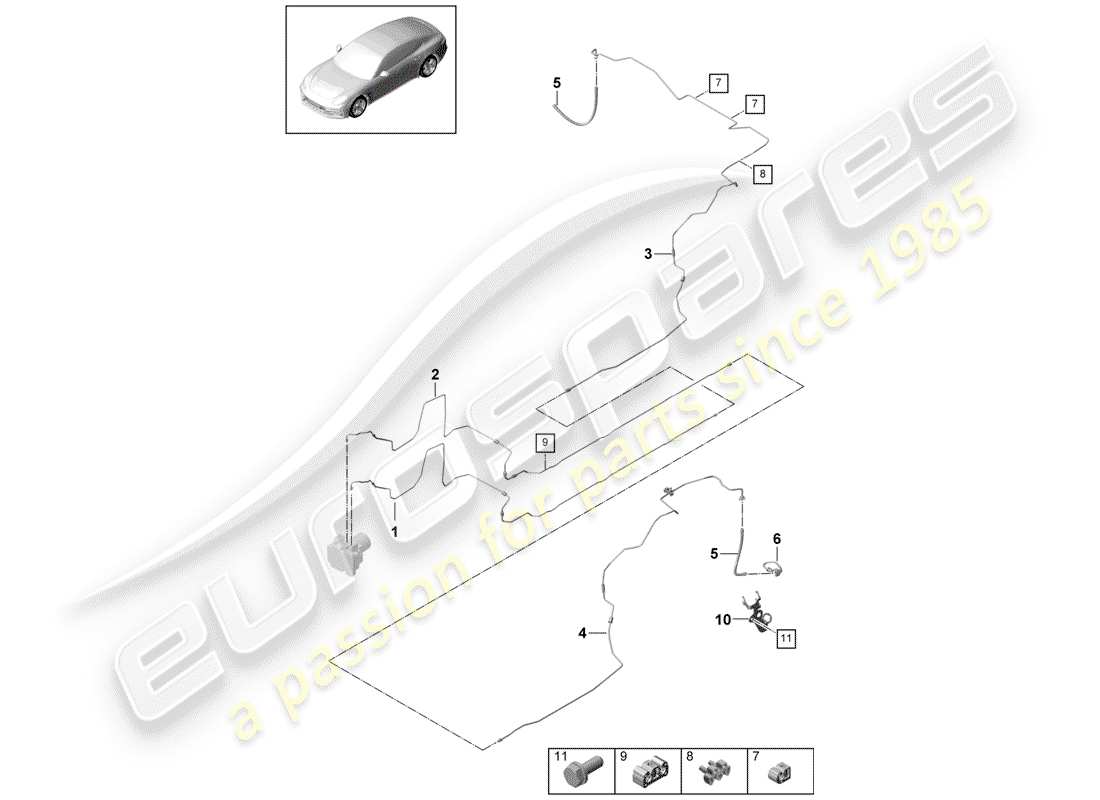 porsche 2017 (panamera 971-1) conduite de frein schéma des pièces