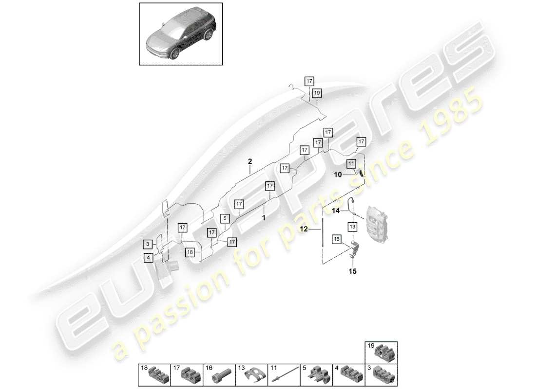 porsche 2020 (cayenne e3 9ya/9yb) conduite de frein schéma des pièces