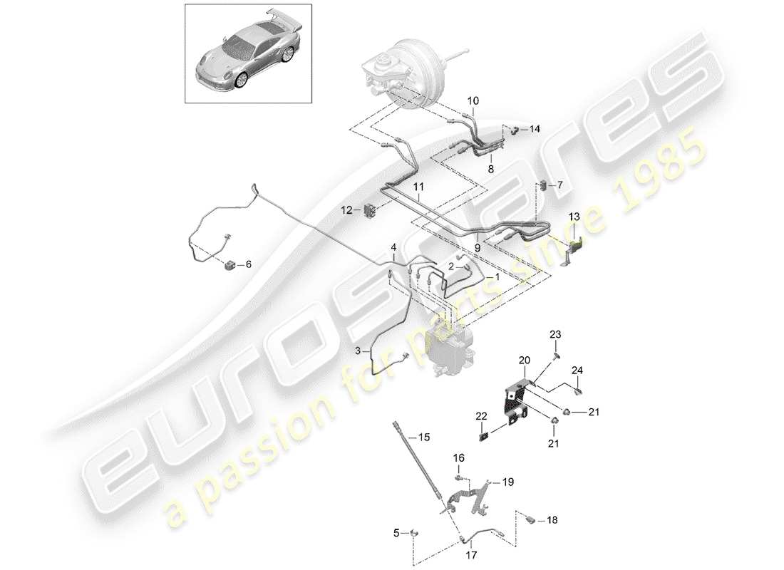 porsche 2020 (991-2 turbo) conduite de frein schéma des pièces
