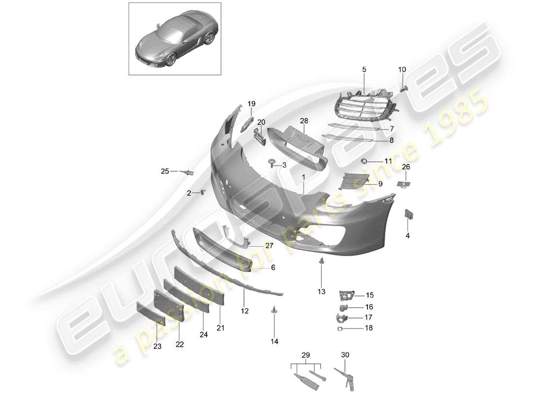 porsche 2012 (981 boxster) schéma des pièces du pare-choc