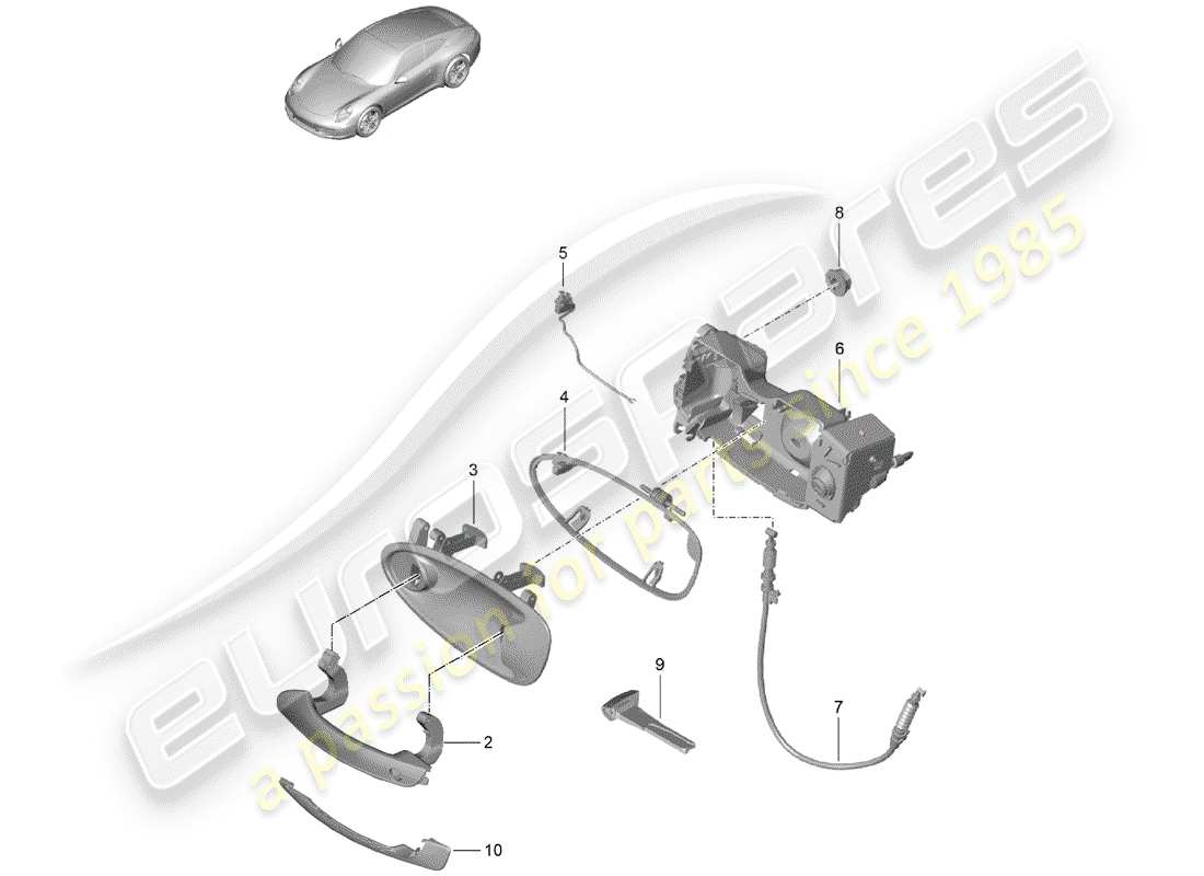 porsche 2013 (991-1) poignée de porte schéma des pièces