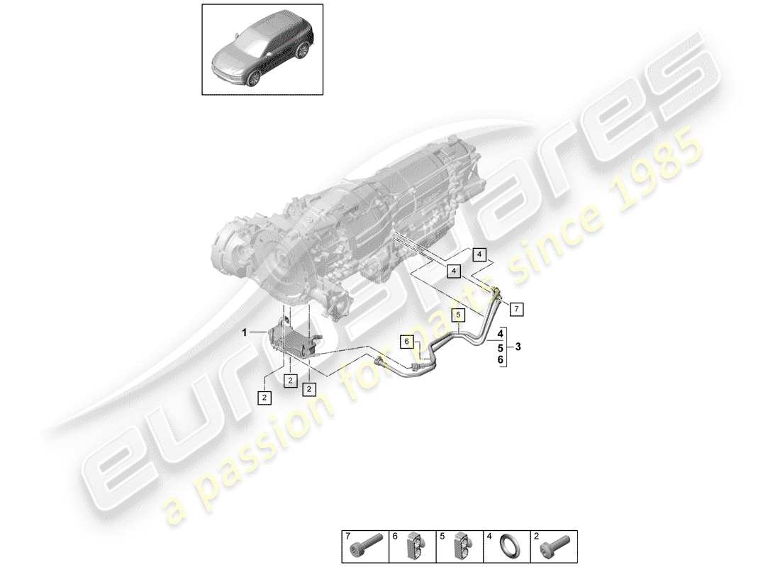 porsche 2020 (cayenne e3 9ya/9yb) 8-speed boîte de vitesses automatique schéma des pièces