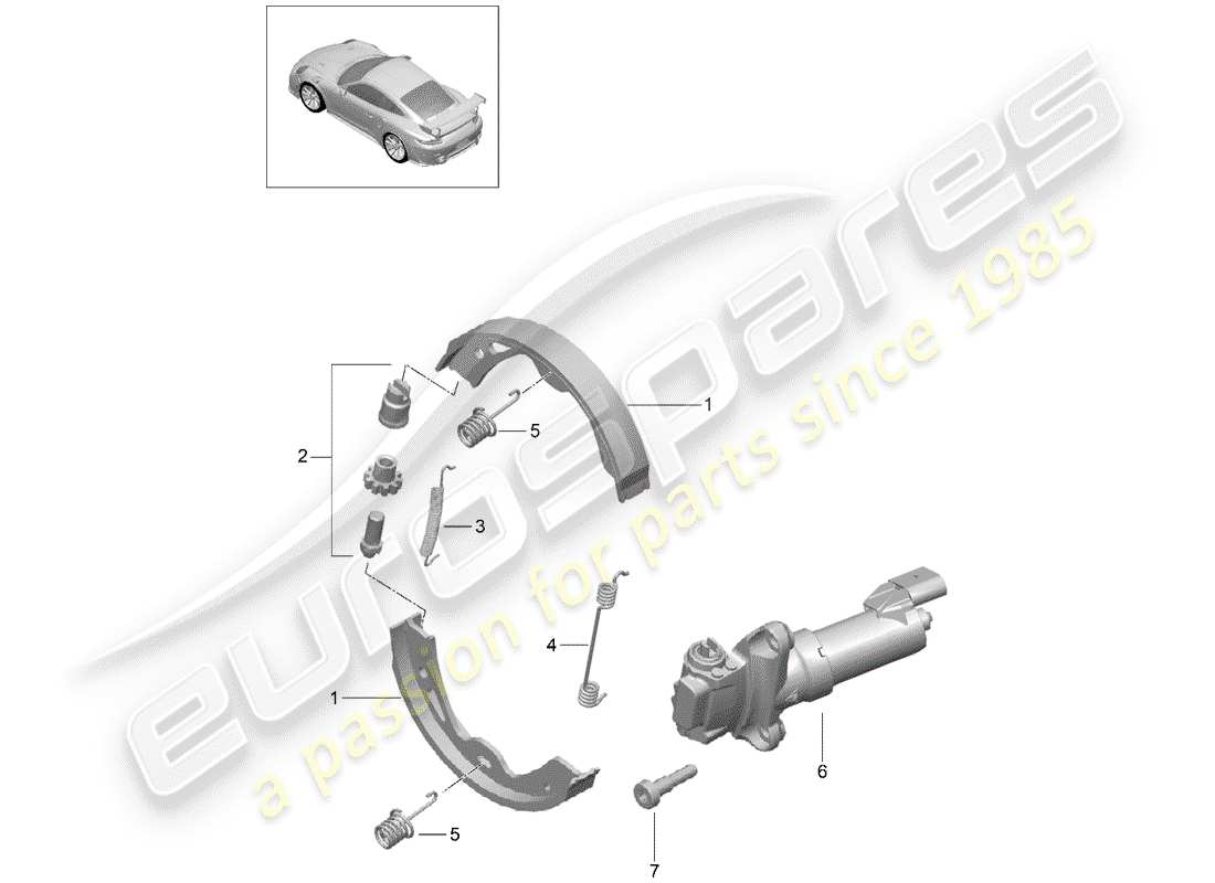 porsche 2020 (991-2 turbo) frein de stationnement schéma des pièces