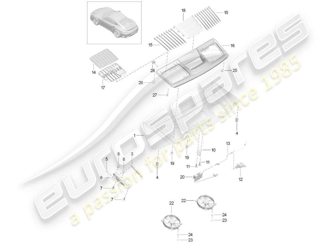porsche 2020 (991-2 turbo) couverture diagramme de pièce