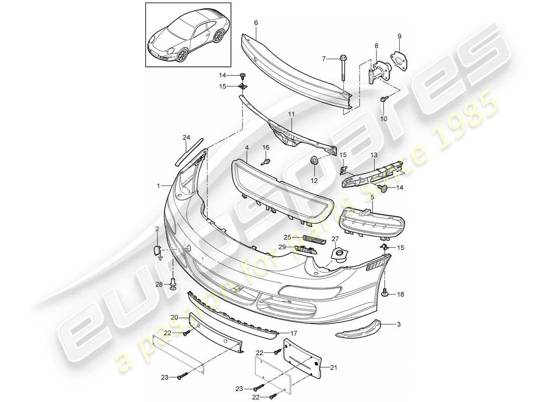 porsche 2011 (997-2) pare-chocs schéma des pièces