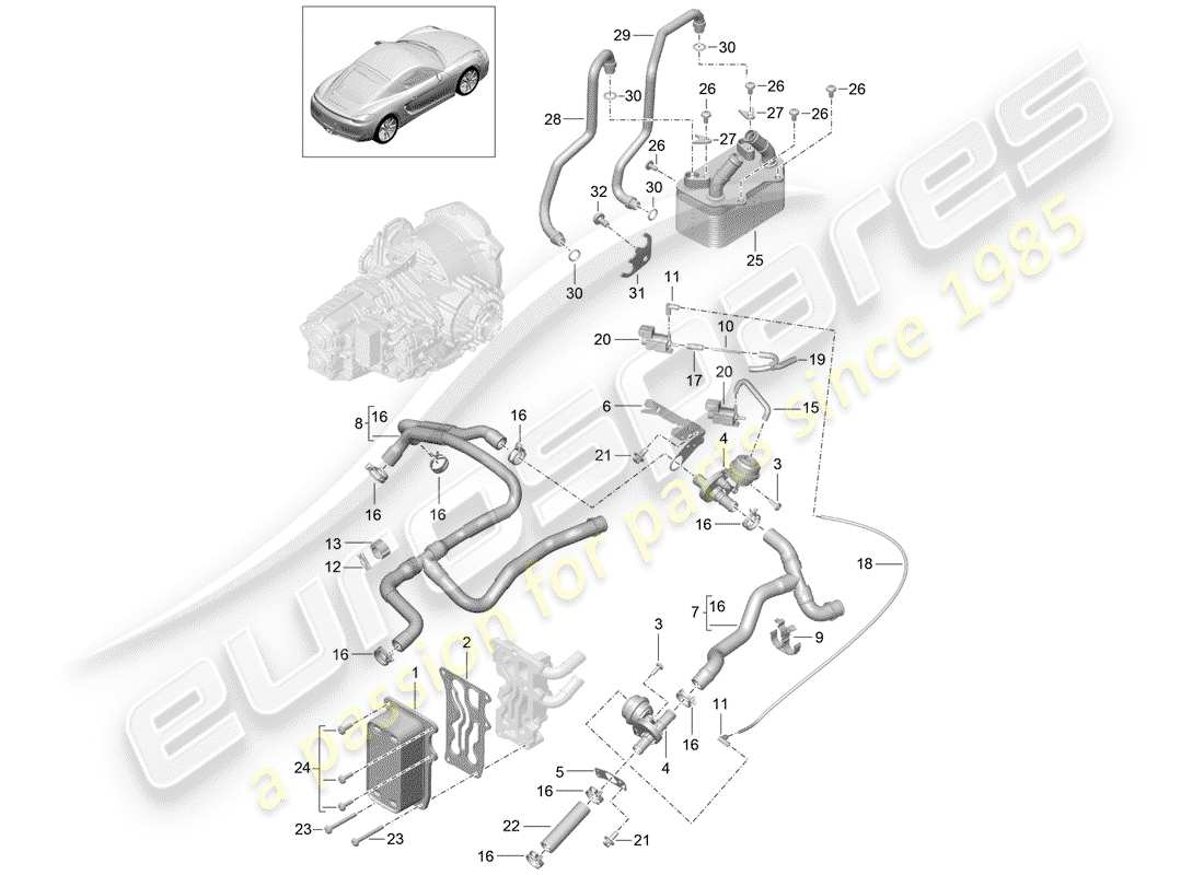 porsche 2015 (981 cayman) -pdk-diagramme des pièces