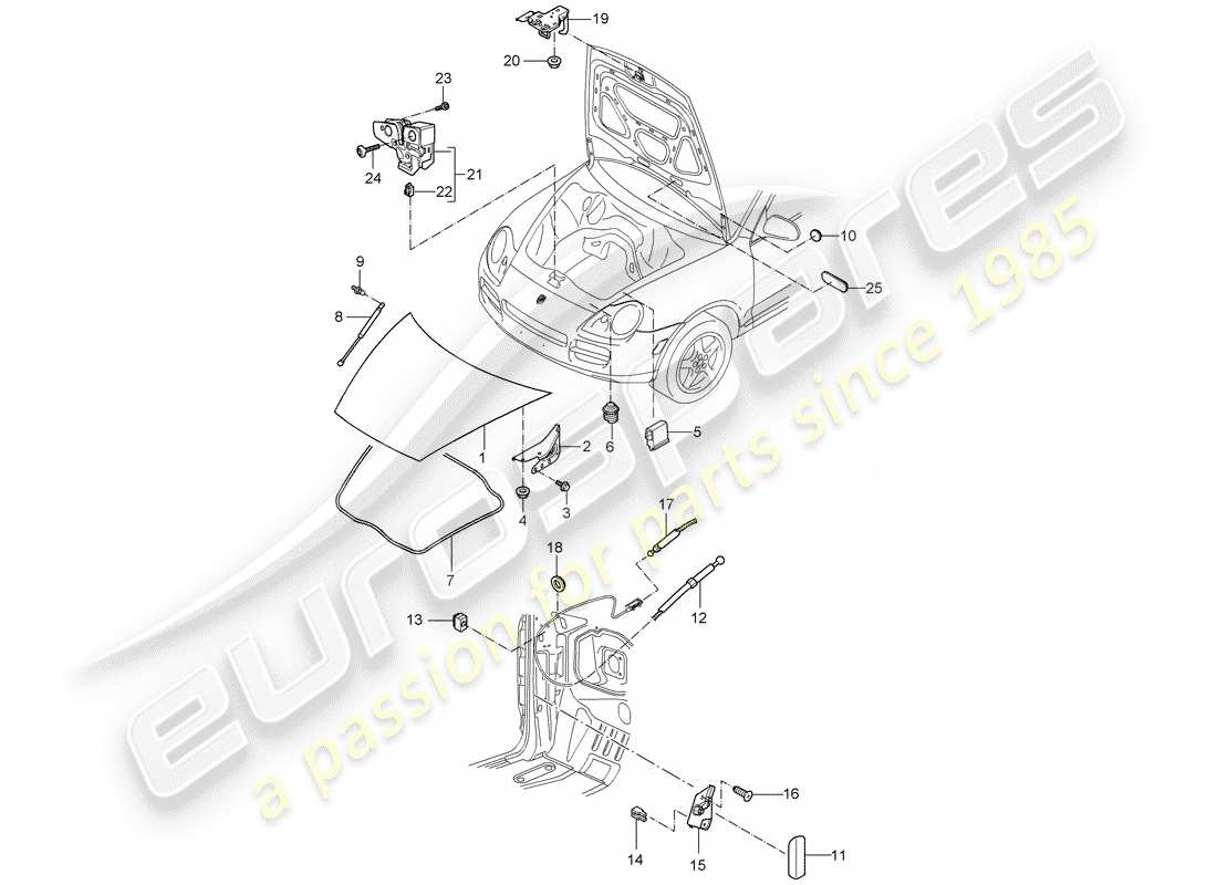 porsche 2003 (cayenne e1 9pa) couverture diagramme de pièce