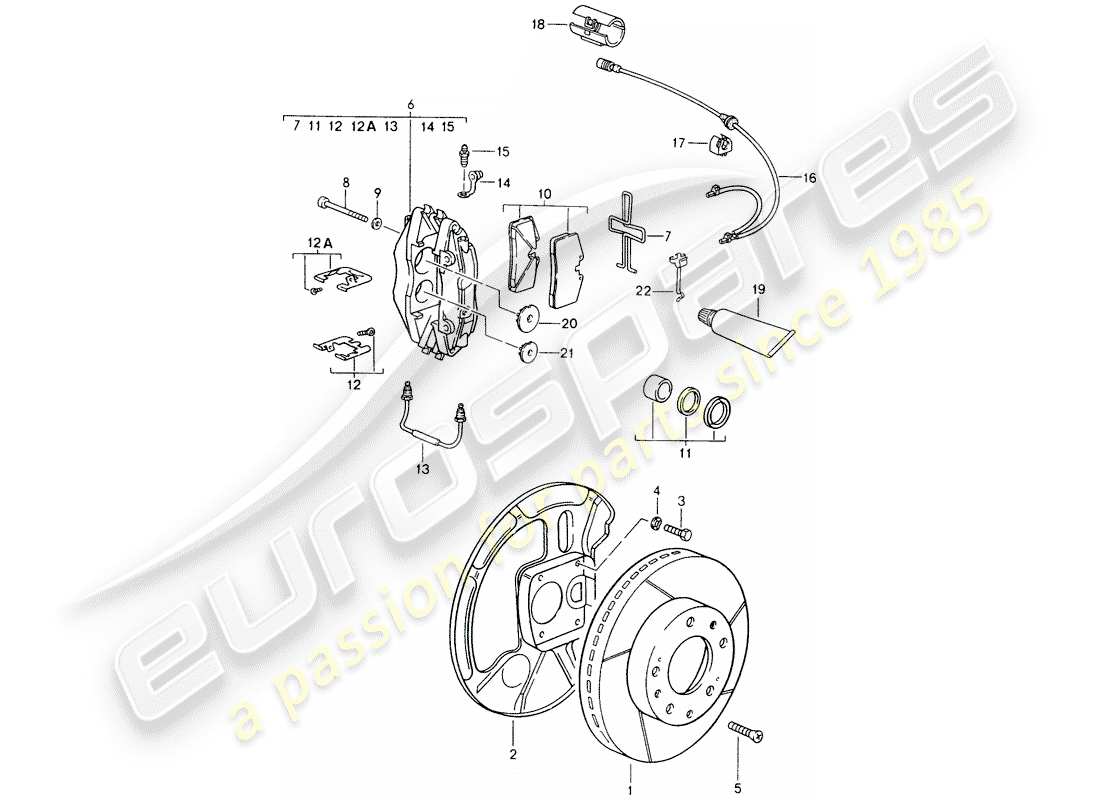 porsche 1994 (928) freins à disque - voir informations techniques - gr.4 nr. 1/89 diagramme de pièce