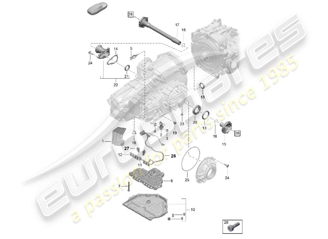 porsche 2019 (718 boxster spyder) - pdk - pièces détachées de la boîte de vitesses schéma des pièces