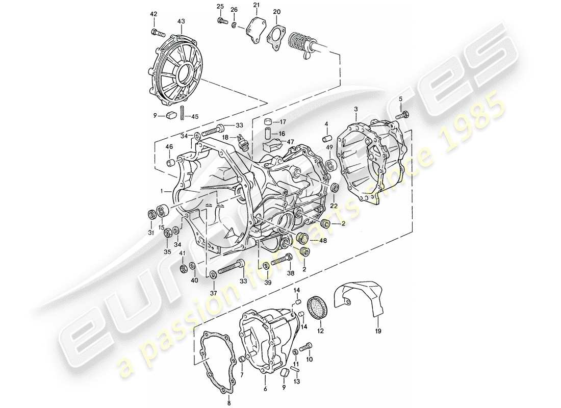 porsche 1990 (944) transmission de remplacement - carter de transmission - pour - boite de vitesses manuelle schéma des pièces