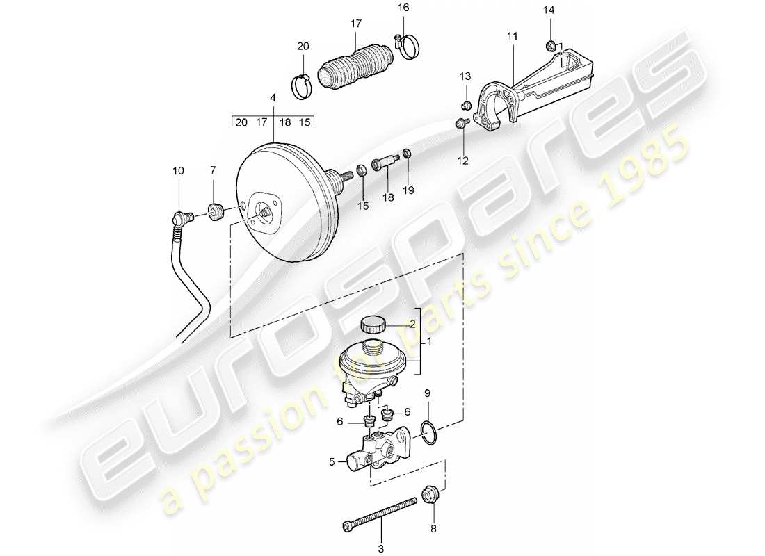 porsche 2007 (997-1) maître cylindre de frein schéma des pièces